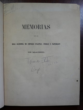 Memories From Royal Academy of Exact Physical and Natural Science Volume 6 / Memorias