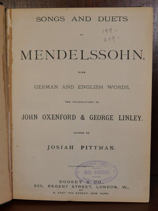 Songs and Duets by Mendelssohn with German and English Words