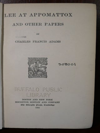 Lee at Appomattox and Other Papers