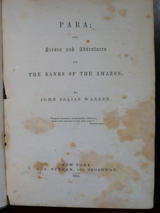 Para or Scenes and Adventures on The Banks of The Amazon