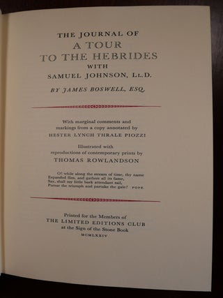 The Journal of A Tour to The Hebrides