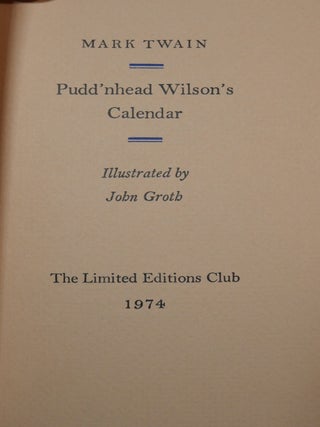 Pudd'nhead Wilson SIGNED by Illustrator