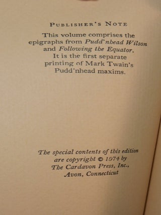 Pudd'nhead Wilson SIGNED by Illustrator