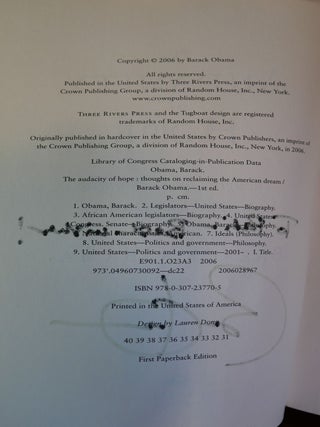 The Audacity of Hope SIGNED