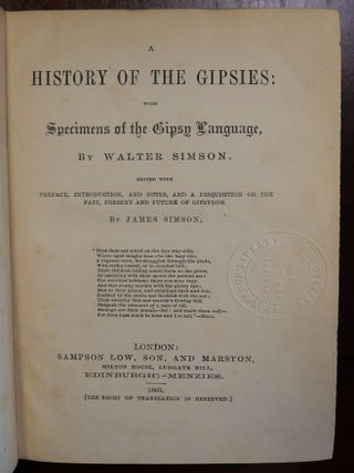 A History of The Gipsies: With Specimens of the Gipsy Language