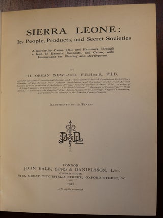 Sierra Leone: Its People, Products, and Secret Societies