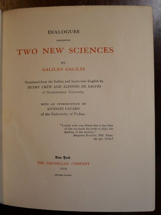 Dialogues Concerning Two New Sciences