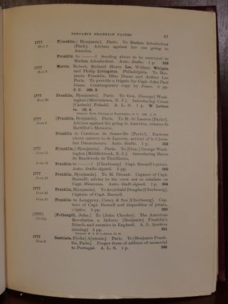 List of The Benjamin Franklin Papers in The Library of Congress