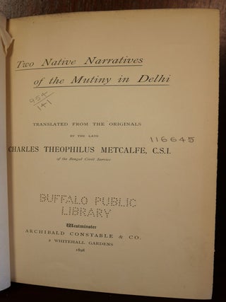 The Native Narratives of the Mutiny in Delhi