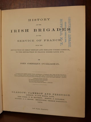 History of The Irish Brigades in The Service of France