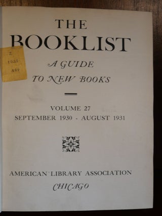 The Booklist A Guide to New Books Volume 27