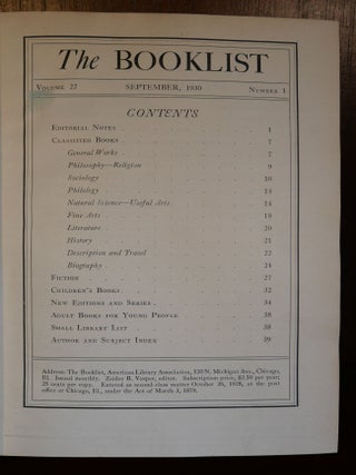 The Booklist A Guide to New Books Volume 27
