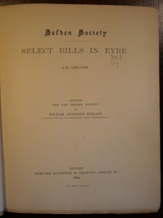 Selden Society Select Bills in Eyre