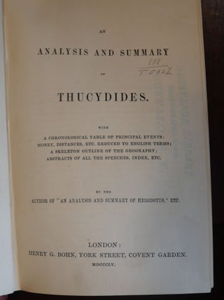 An Analysis and Summary of Thucydides