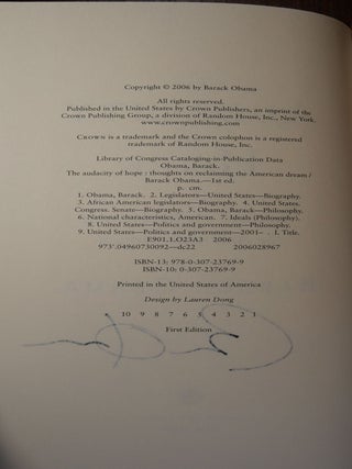 The Audacity of Hope SIGNED
