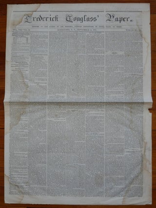Item #6739 Frederick Douglass Newspaper. Frederick Douglass