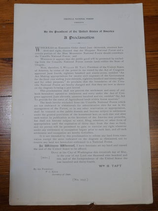 Item #6782 Umatilla National Forest Map Proclamation Oregon. William H. Taft