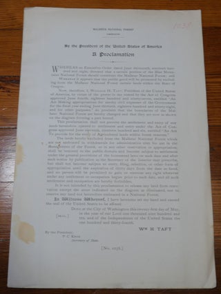 Item #6783 Malheur National Forest Map Proclamation Oregon. William H. Taft
