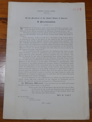 Item #6784 Whitman National Forest Map Proclamation Oregon. William H. Taft