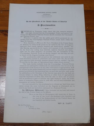 Item #6785 Uncompahgre National Forest Map Proclamation Colorado. William H. Taft