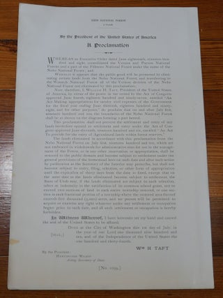 Item #6786 Nebo National Forest Map Proclamation Utah. William H. Taft