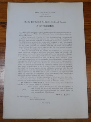 Item #6787 White River National Forest Map Proclamation Colorado. William H. Taft