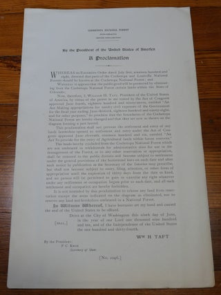 Item #6789 Cochetopa National Forest Map Proclamation Colorado. William H. Taft
