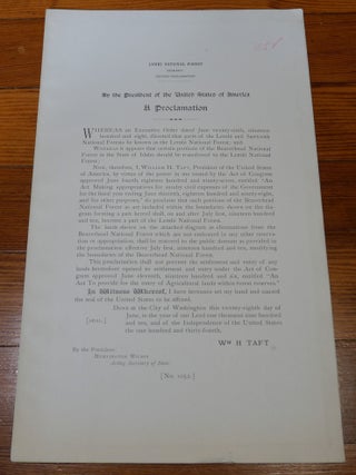 Item #6793 Lemhi National Forest Map Proclamation Idaho. William H. Taft