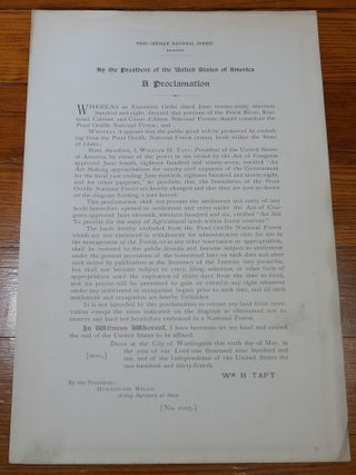 Item #6794 Pend Oreille National Forest Map Proclamation Idaho. William H. Taft