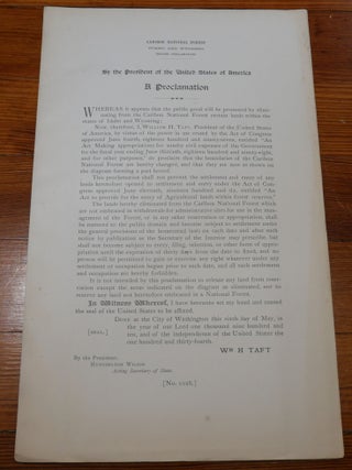 Item #6796 Caribou National Forest Map Proclamation Idaho and Wyoming. William H. Taft