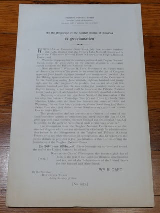 Item #6797 Palisade National Forest Map Proclamation Idaho and Wyoming. William H. Taft