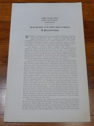 Item #6798 Caribou National Forest Map Proclamation Idaho and Wyoming. Woodrow Wilson