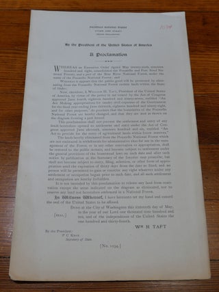 Item #6800 Pocatello National Forest Map Proclamation Utah and Idaho. William H. Taft