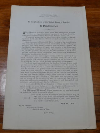 Item #6801 Kaniksu National Forest Map Proclamation Idaho and Washington. William H. Taft