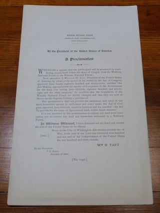 Item #6802 Wenaha National Forest Map Proclamation Oregon and Washington. William H. Taft