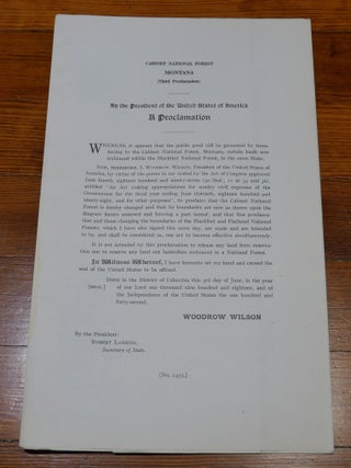 Item #6806 Cabinet National Forest Map Proclamation Montana. Woodrow Wilson