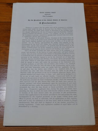 Item #6809 Helena National Forest Map Proclamation Montana. Woodrow Wilson
