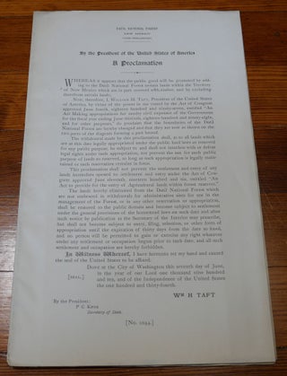 Item #6813 Datil National Forest Map Proclamation New Mexico. William H. Taft