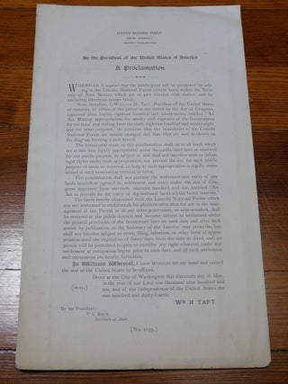 Item #6814 Lincoln National Forest Map Proclamation New Mexico. William H. Taft