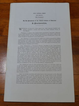 Item #6815 Datil National Forest Map Proclamation New Mexico. Woodrow Wilson
