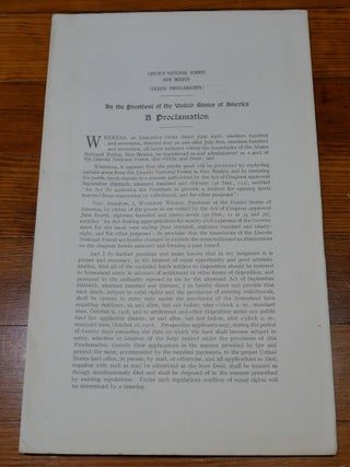 Item #6816 Lincoln National Forest Map Proclamation New Mexico. Woodrow Wilson