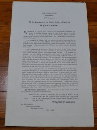 Item #6817 Gila National Forest Map Proclamation New Mexico. Woodrow Wilson