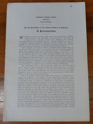 Item #6818 Humboldt National Forest Map Proclamation Nevada. Woodrow Wilson