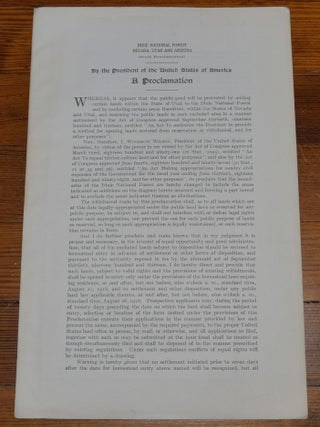 Item #6822 Dixie National Forest Map Proclamation Nevada, Utah, and Arizona. Woodrow Wilson