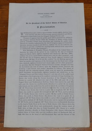 Item #6823 Chugach National Forest Map Proclamation Alaska. Woodrow Wilson