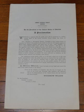 Item #6827 Crook National Forest Map Proclamation Arizona. Woodrow Wilson