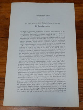 Item #6833 Kansas National Forest Map Proclamation. Woodrow Wilson