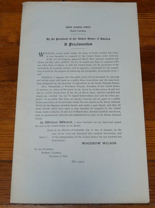 Item #6837 Boone National Forest Map Proclamation North Carolina. Woodrow Wilson