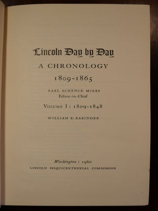 Lincoln Day by Day A Chronology 1809-1865 in Three Volumes