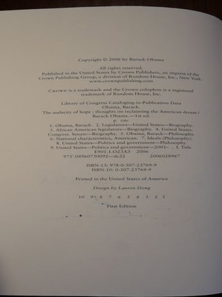 The Audacity of Hope SIGNED